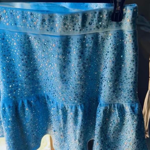 QUEEN OF SPARKLES Light Blue Rhinestone Skirt Set - Picture 6 of 6